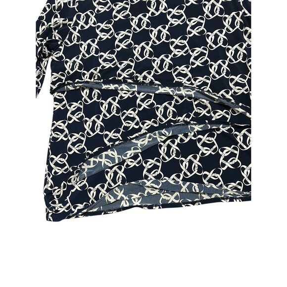 Susan Graver Woman’s L Tiered Top. Nautical Knots Print Navy - Picture 3 of 7